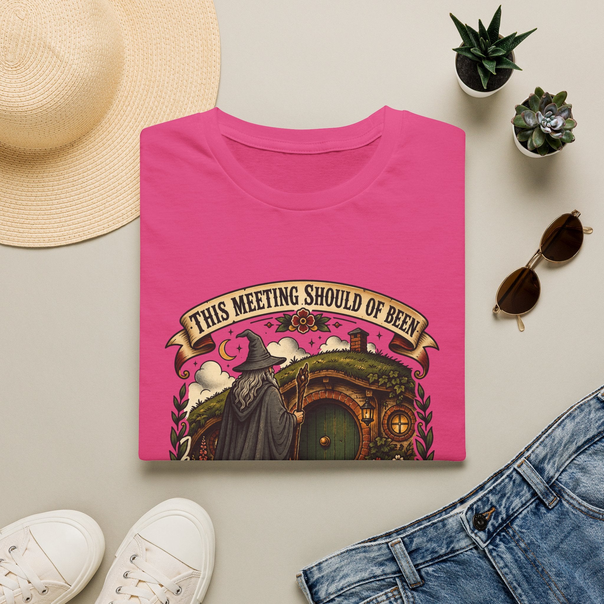 This Meeting Should Have Been Gandalf Hobbit Door Graphic T-Shirt | Fantasy Adventure Tee