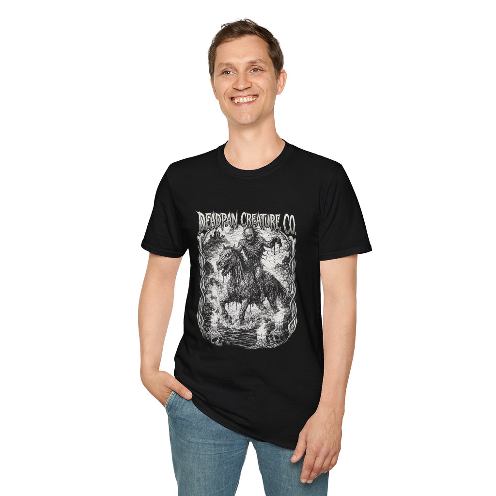 Deadpan Creature Co Skeletal Rider T-Shirt | Gothic Horror Artwork