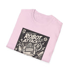 Robot Attack comic cover T-Shirt | Retro Sci-Fi Robot Tee