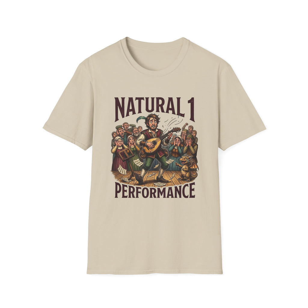 Bard D&D Fantasy Illustration T-Shirt | Natural 1 Performance Poster Tee