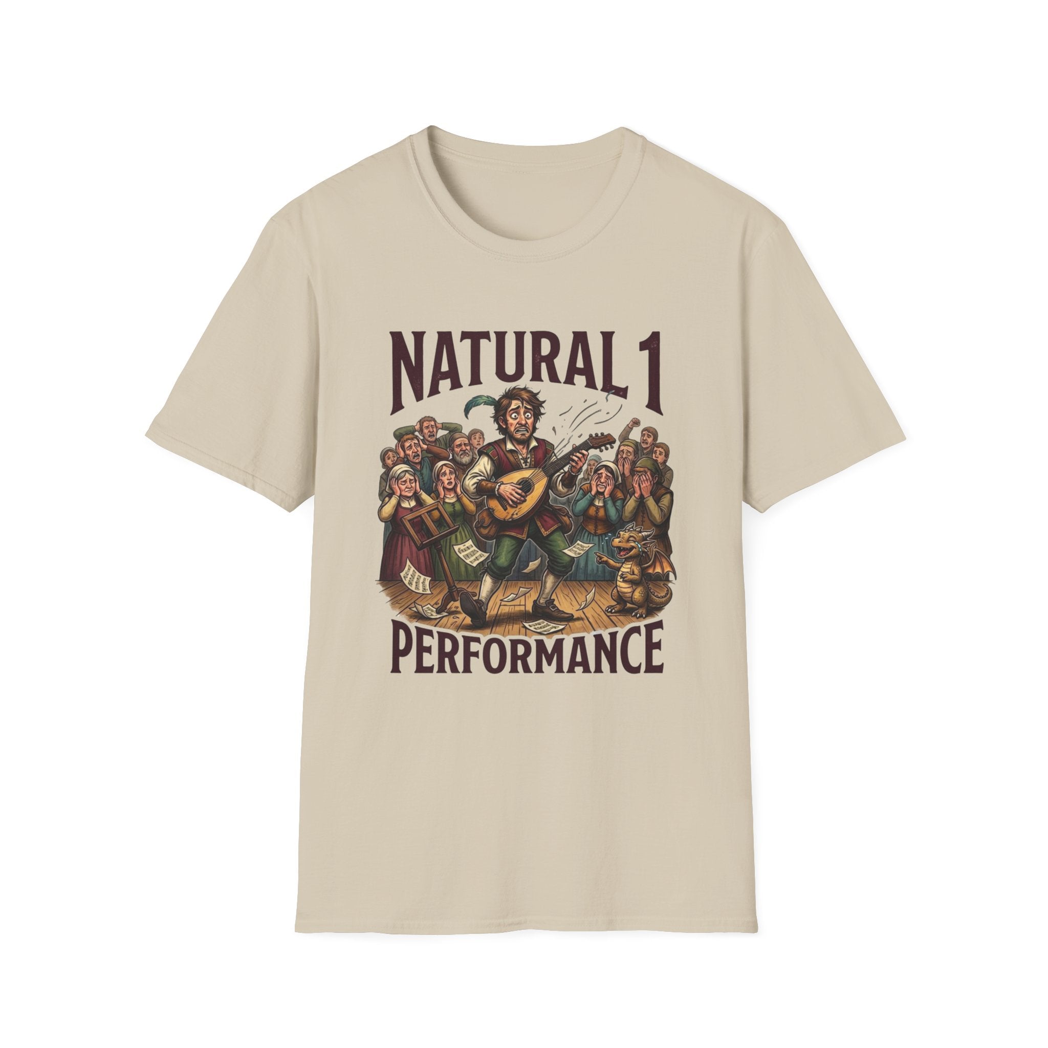 Bard D&D Fantasy Illustration T-Shirt | Natural 1 Performance Poster Tee