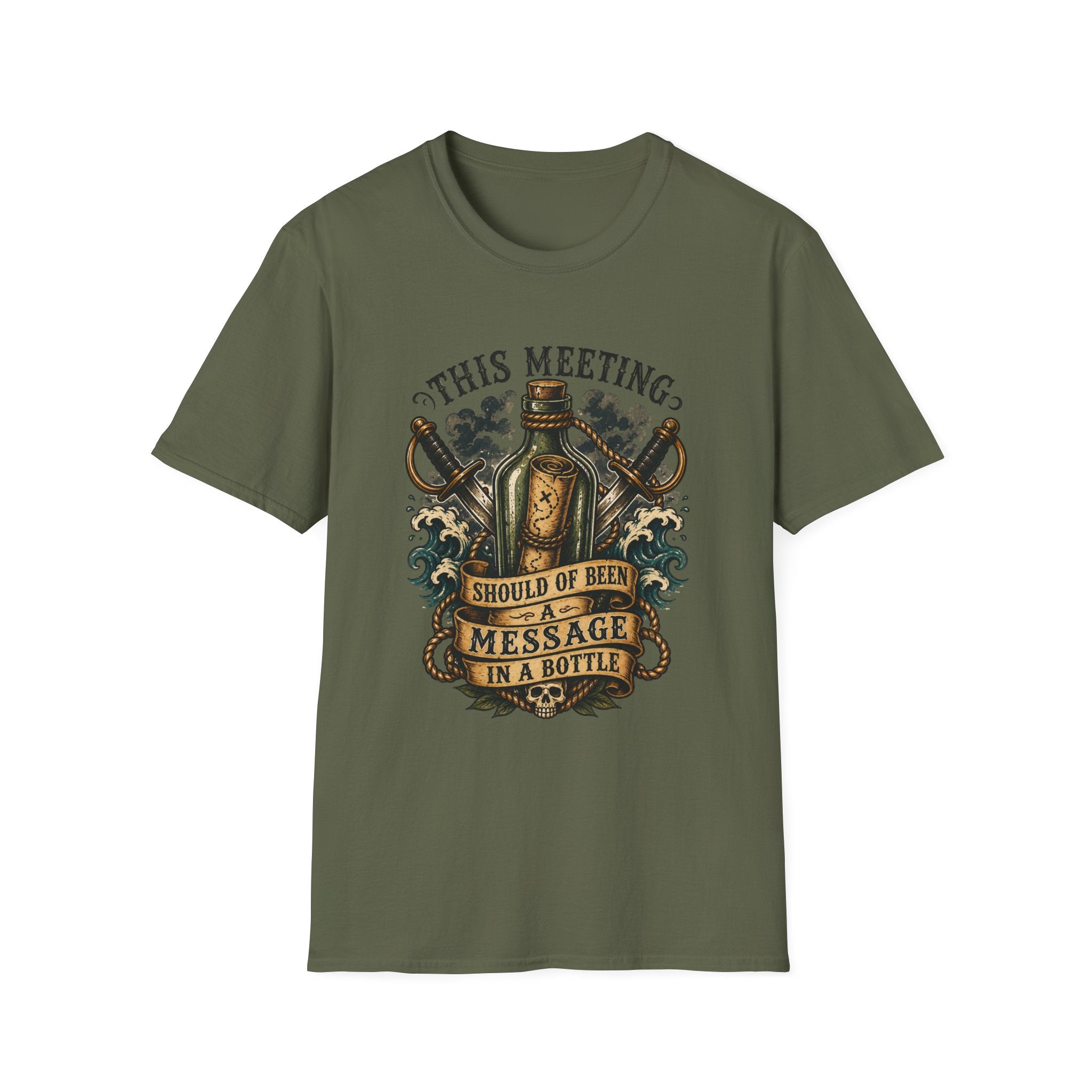 This Meeting Should Be A Message In A Bottle T-Shirt | Nautical Pirate Bottle Design
