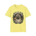 Pug-Lock Holmes Illustration T-Shirt | Pug Detective Vintage Badge