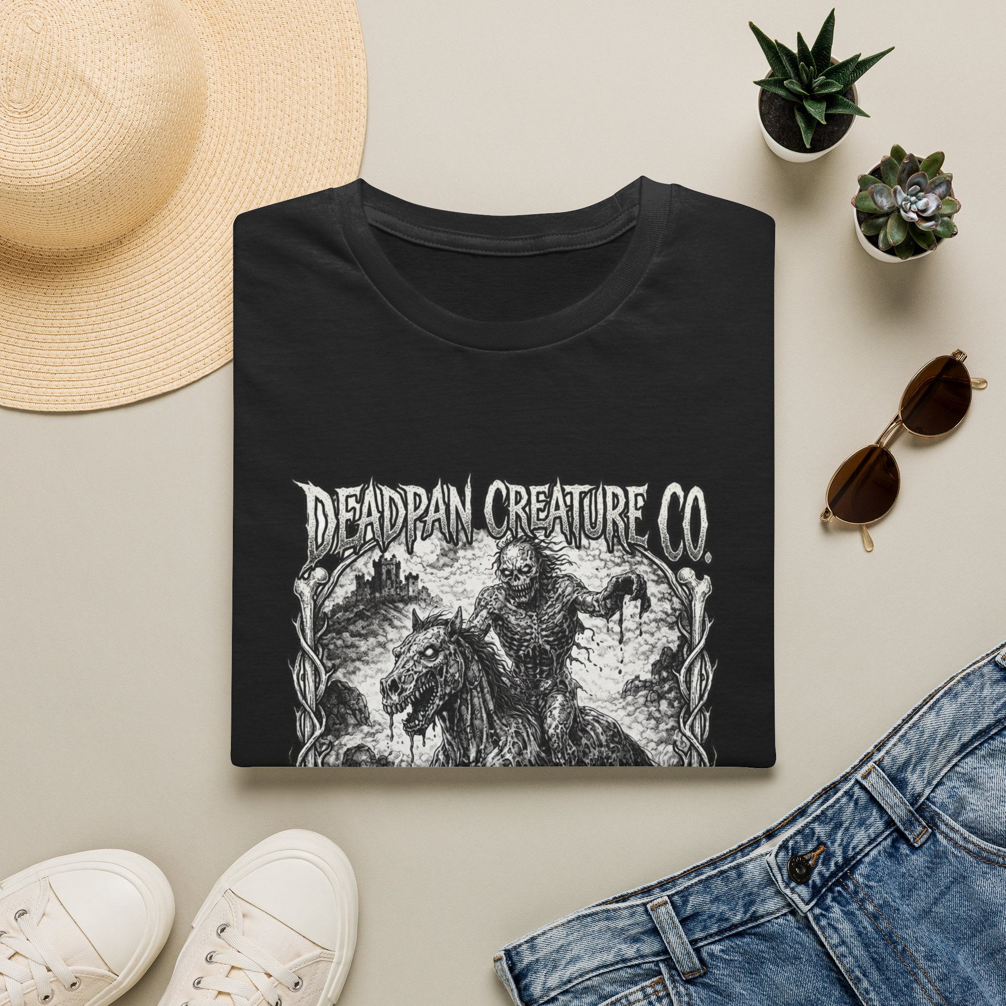 Deadpan Creature Co Skeletal Rider T-Shirt | Gothic Horror Artwork