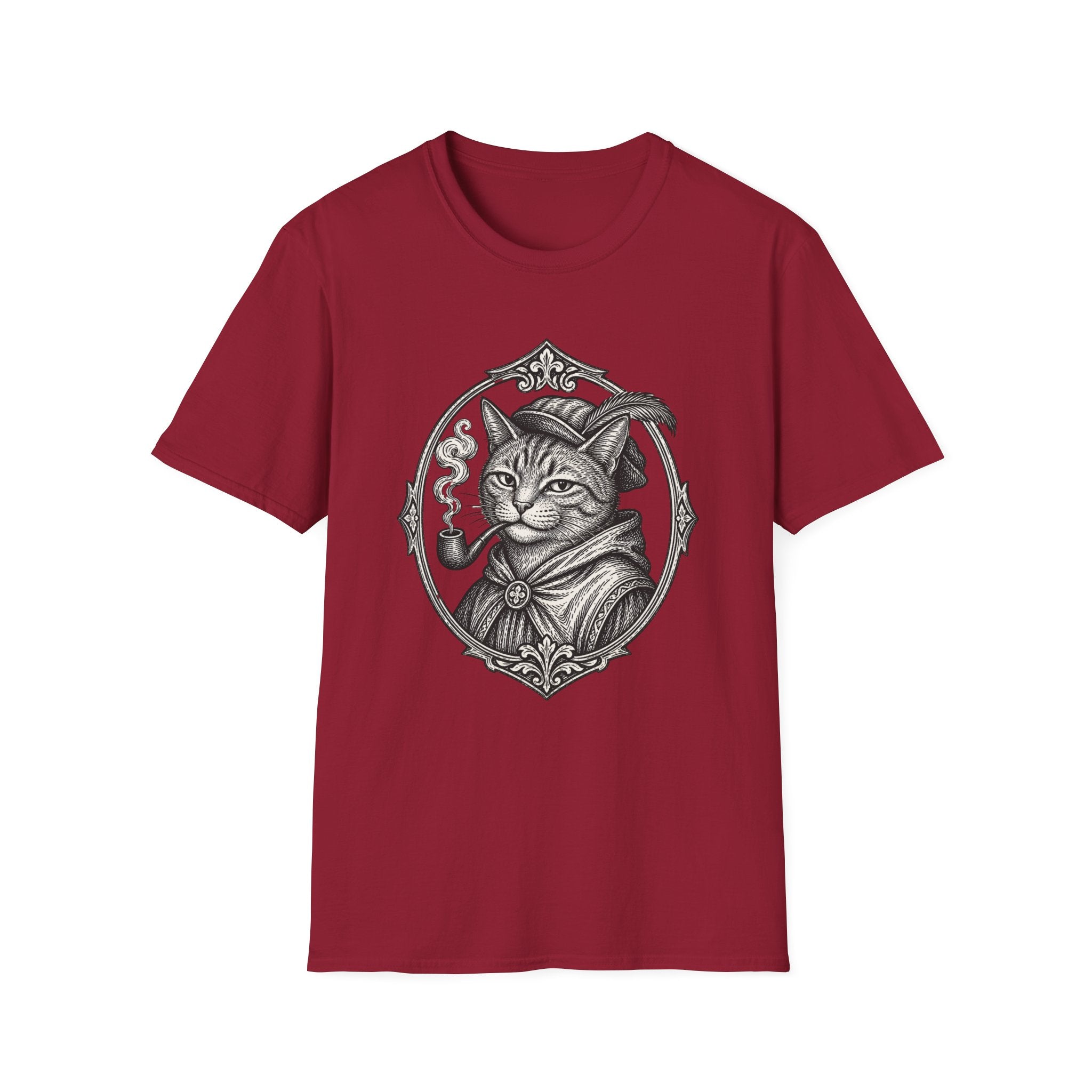 Steampunk Cat Portrait T-Shirt | Victorian Cat with Top Hat and Pipe