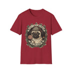 Pug-Lock Holmes Illustration T-Shirt | Pug Detective Vintage Badge