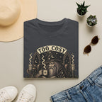 Too Cosy Wizard Illustration T-Shirt | Fantasy Mage Coffee Design