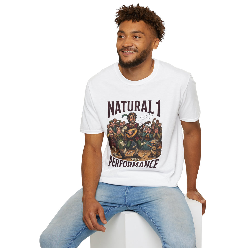 Bard D&D Fantasy Illustration T-Shirt | Natural 1 Performance Poster Tee