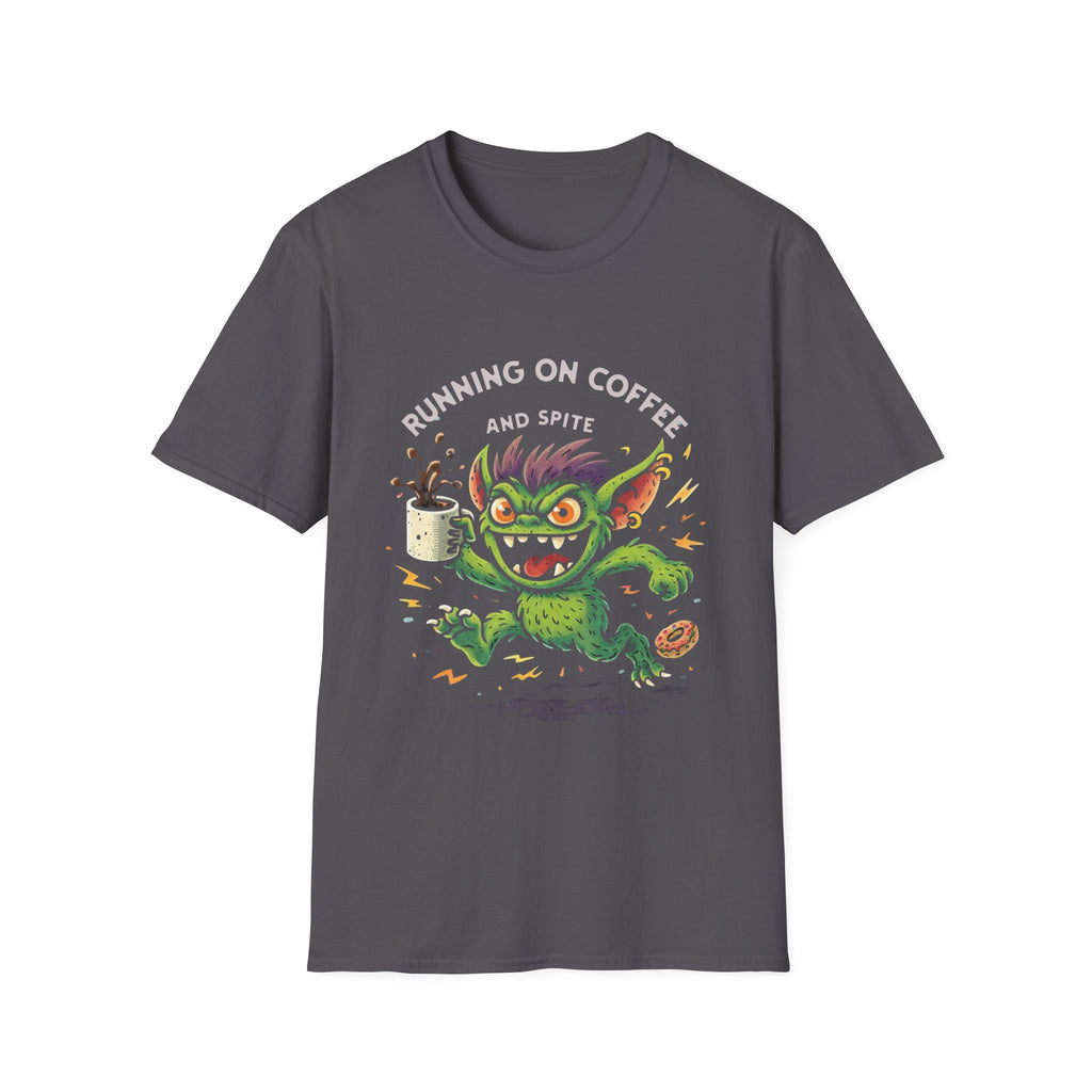 Running on Coffee and Spite T-Shirt | Funny Monster Coffee Tee