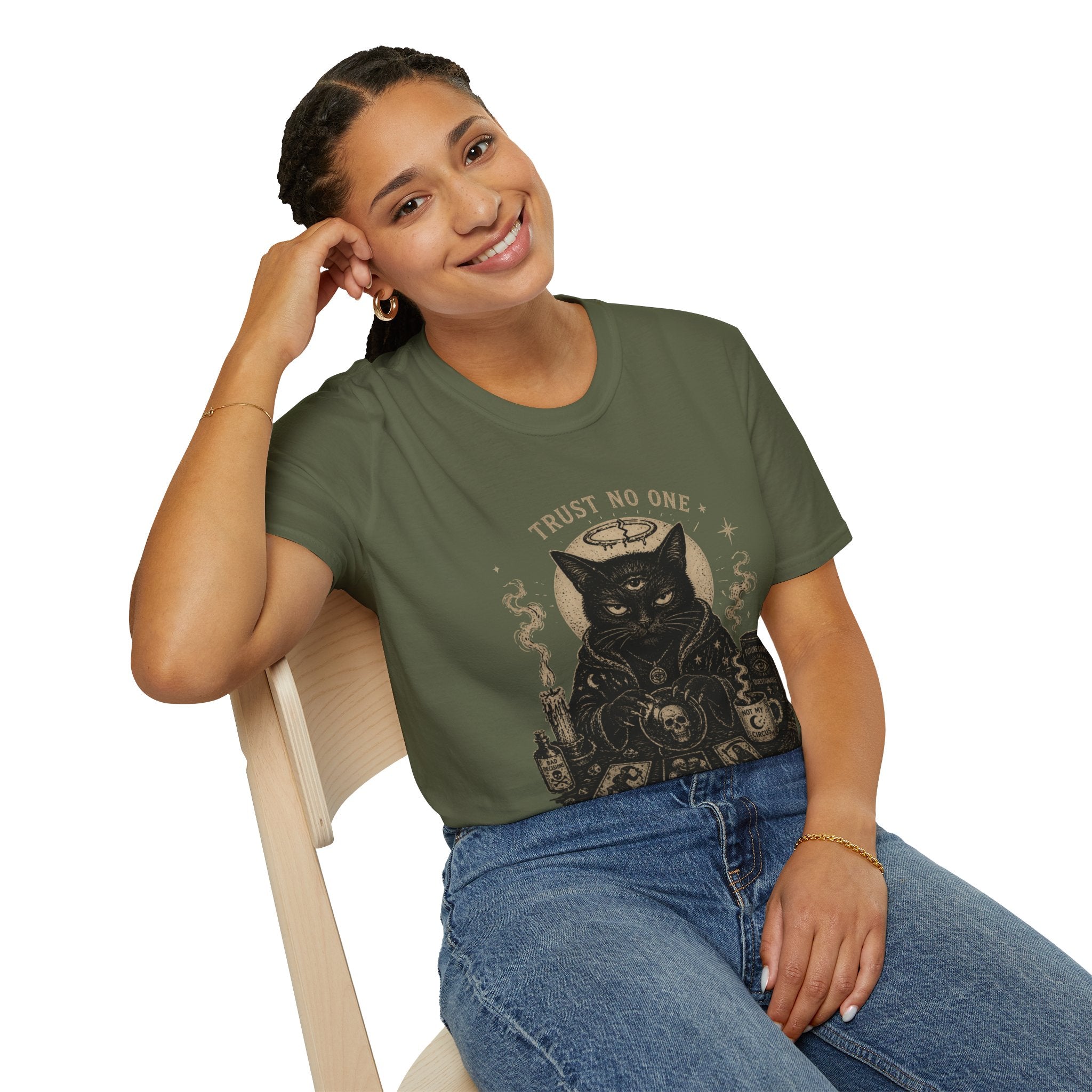 Trust No One Black Cat Tarot T-Shirt | Occult Witchy Mystic Shirt