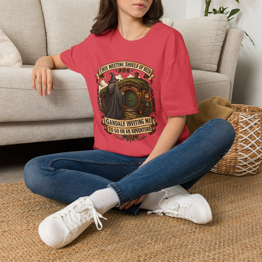This Meeting Should Have Been Gandalf Hobbit Door Graphic T-Shirt | Fantasy Adventure Tee