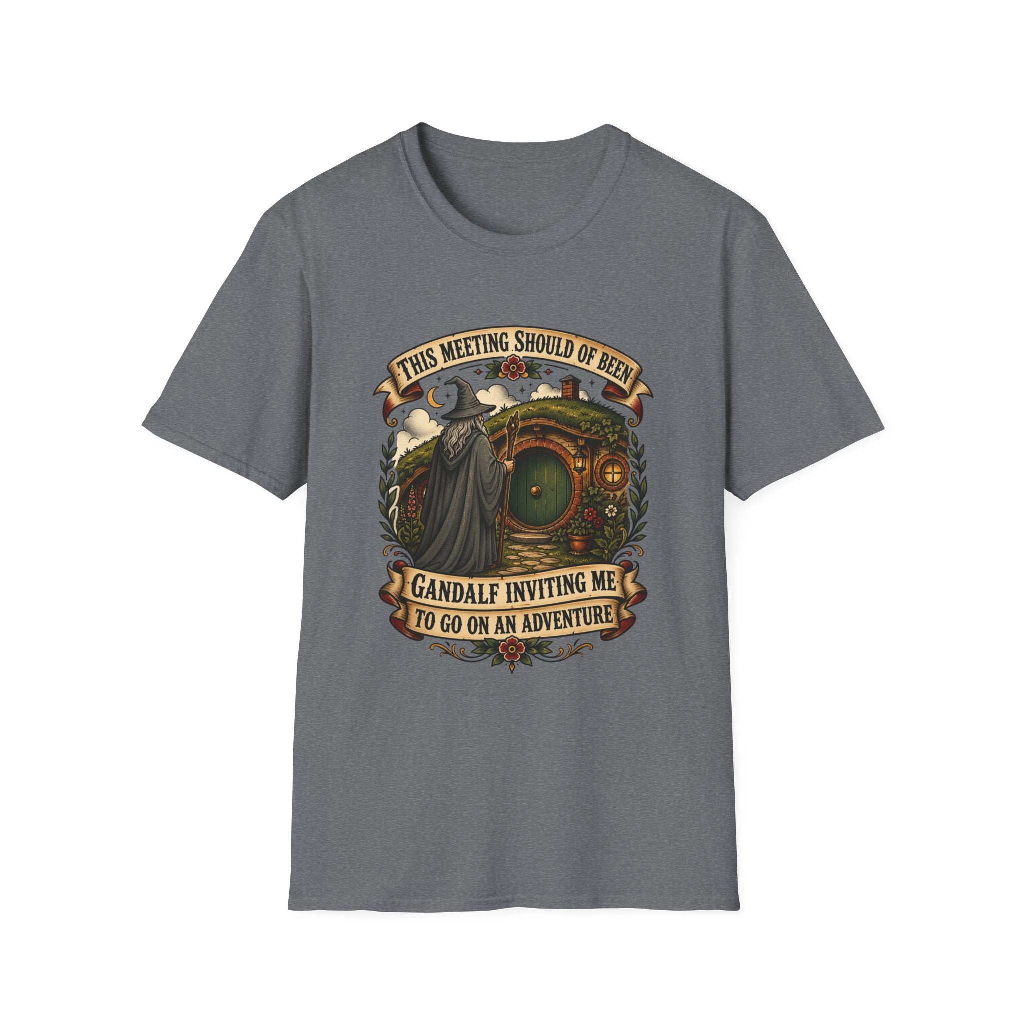 This Meeting Should Have Been Gandalf Hobbit Door Graphic T-Shirt | Fantasy Adventure Tee