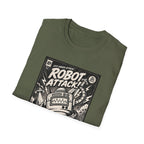 Robot Attack comic cover T-Shirt | Retro Sci-Fi Robot Tee