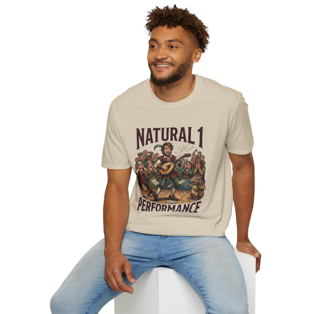 Bard D&D Fantasy Illustration T-Shirt | Natural 1 Performance Poster Tee