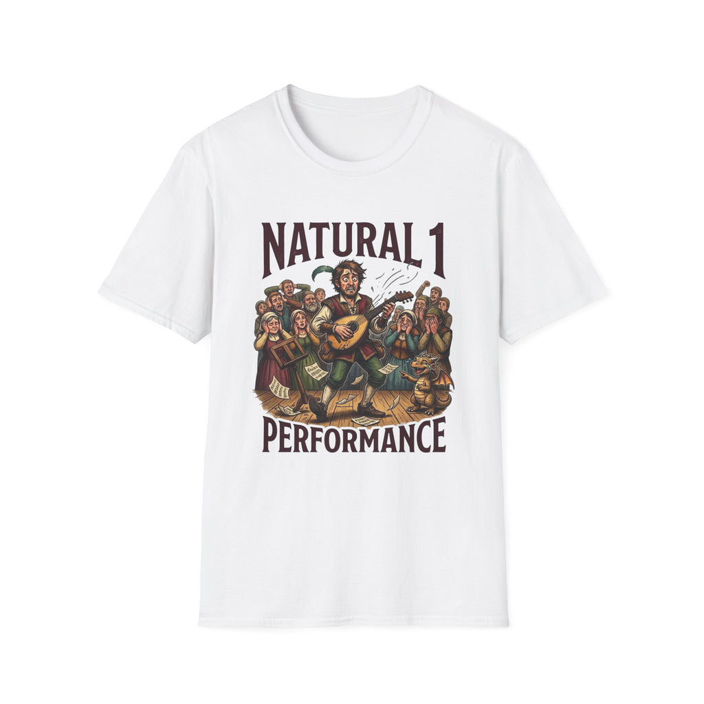 Bard D&D Fantasy Illustration T-Shirt | Natural 1 Performance Poster Tee