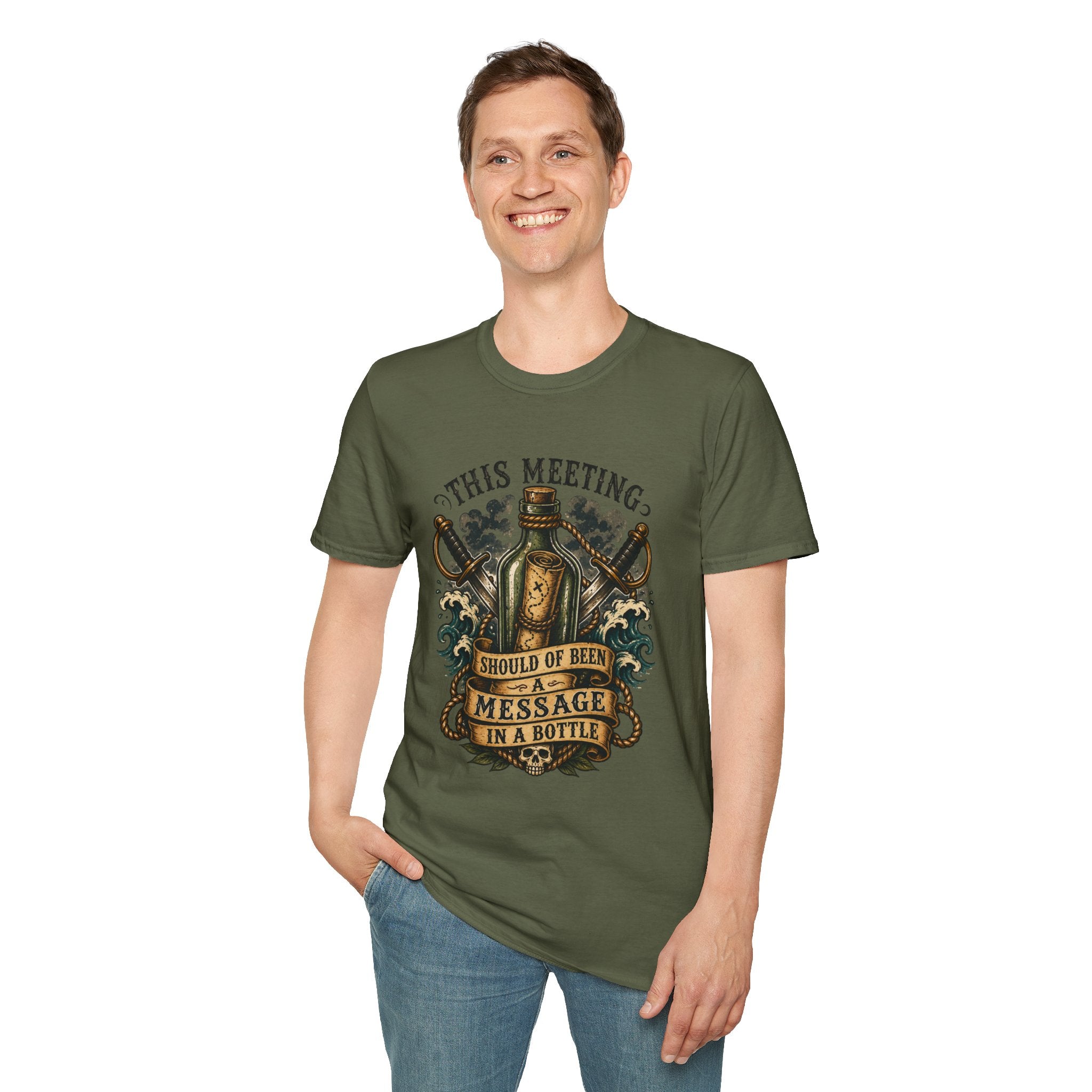 This Meeting Should Be A Message In A Bottle T-Shirt | Nautical Pirate Bottle Design