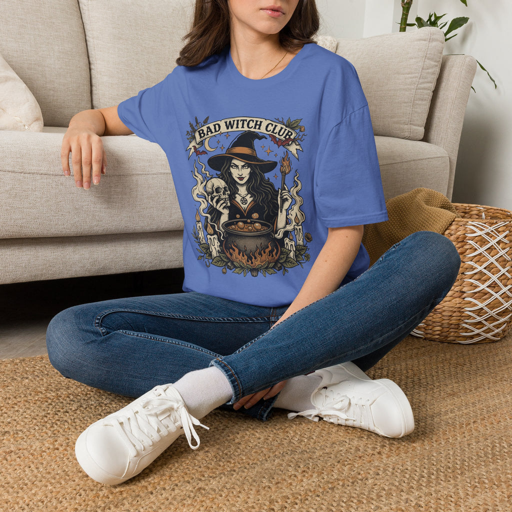 Bad Witch Club T-Shirt | Witch Illustration, Skull, Cauldron, Spooky