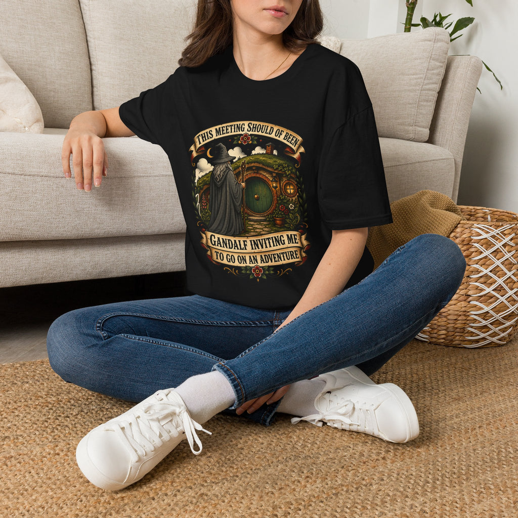 This Meeting Should Have Been Gandalf Hobbit Door Graphic T-Shirt | Fantasy Adventure Tee