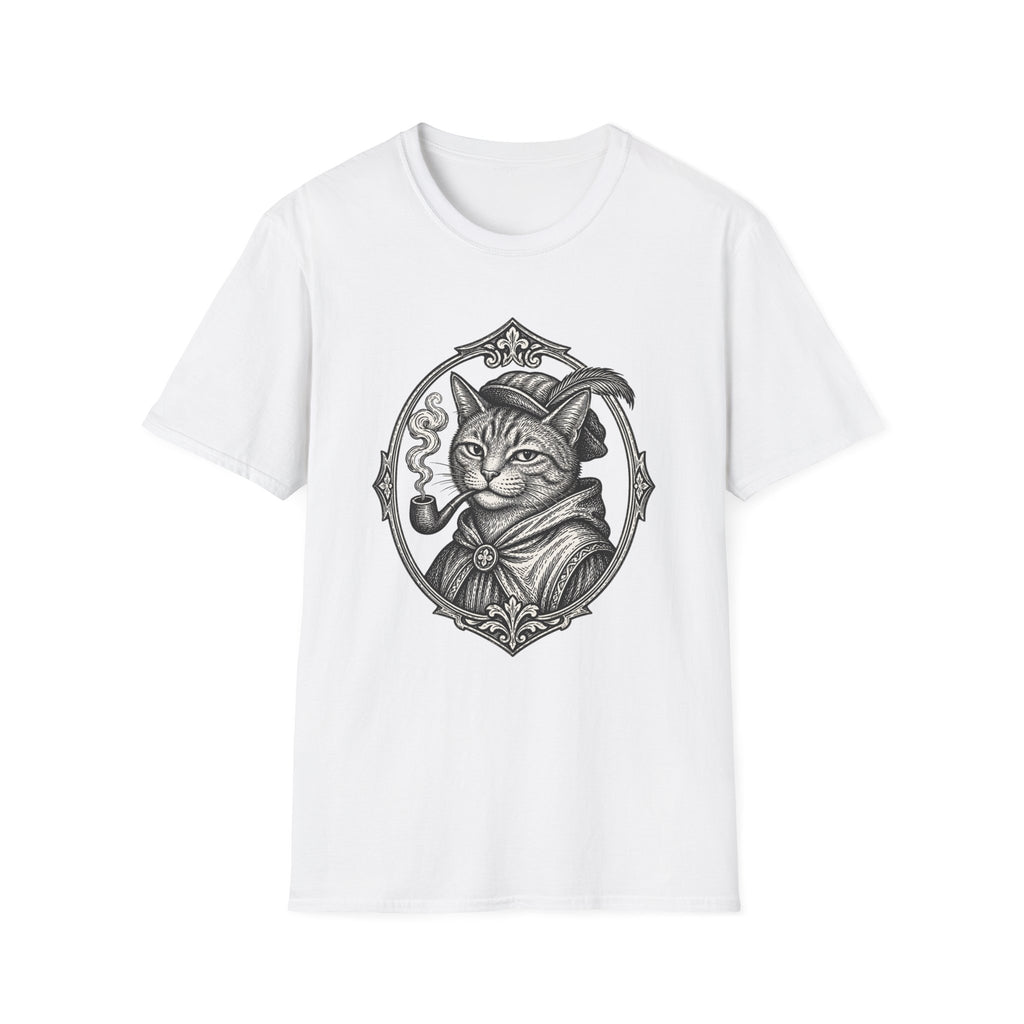 Steampunk Cat Portrait T-Shirt | Victorian Cat with Top Hat and Pipe