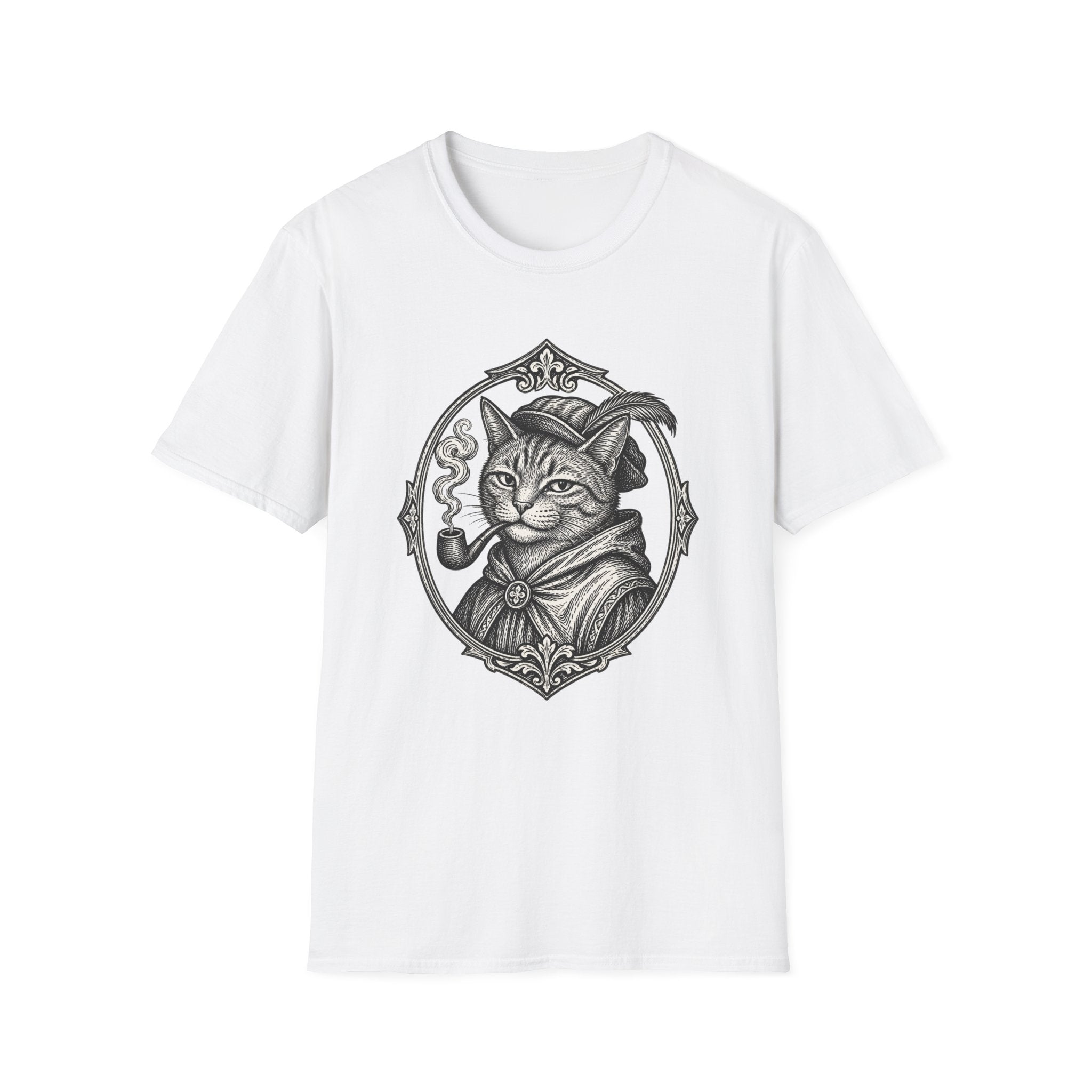 Steampunk Cat Portrait T-Shirt | Victorian Cat with Top Hat and Pipe