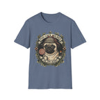 Pug-Lock Holmes Illustration T-Shirt | Pug Detective Vintage Badge