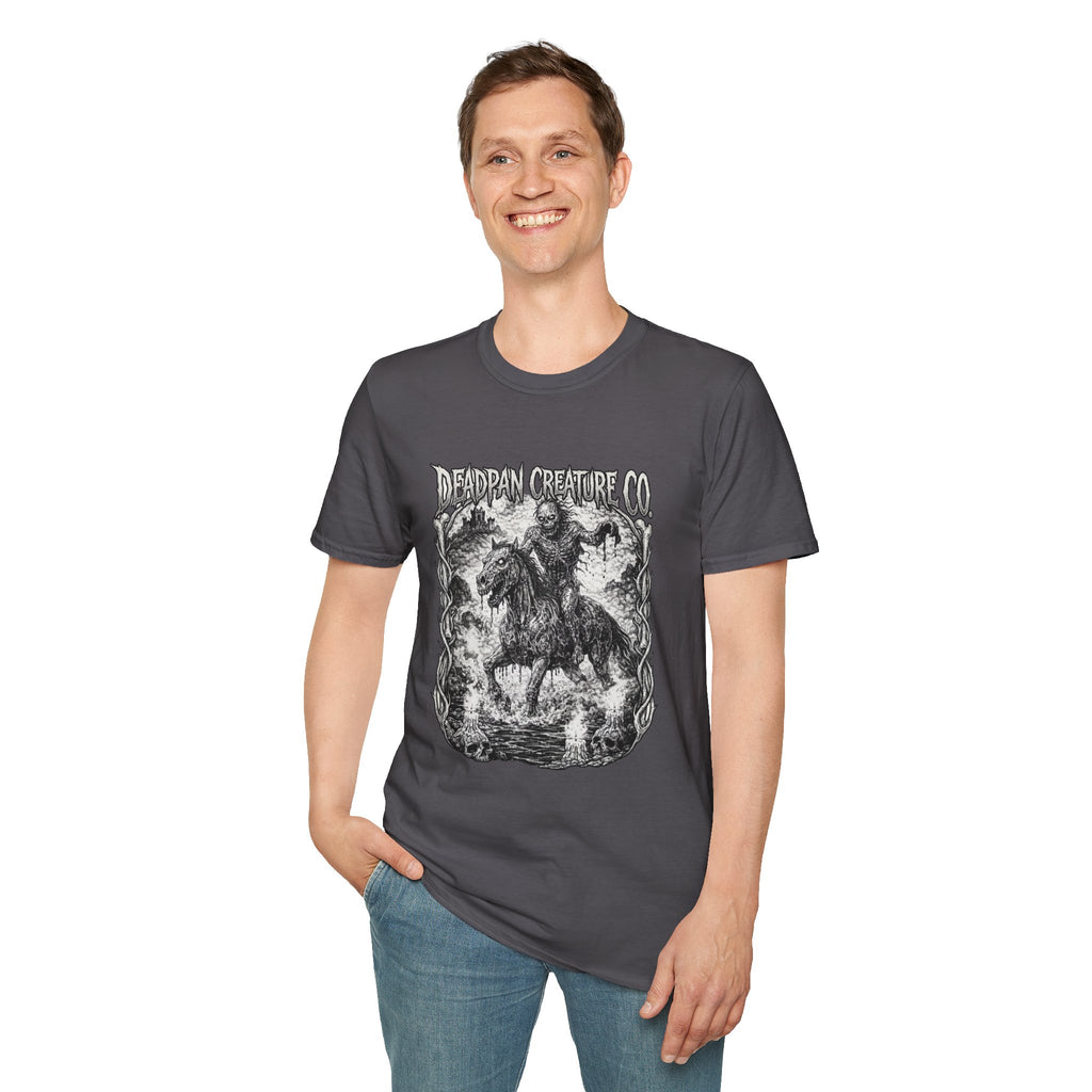 Deadpan Creature Co Skeletal Rider T-Shirt | Gothic Horror Artwork