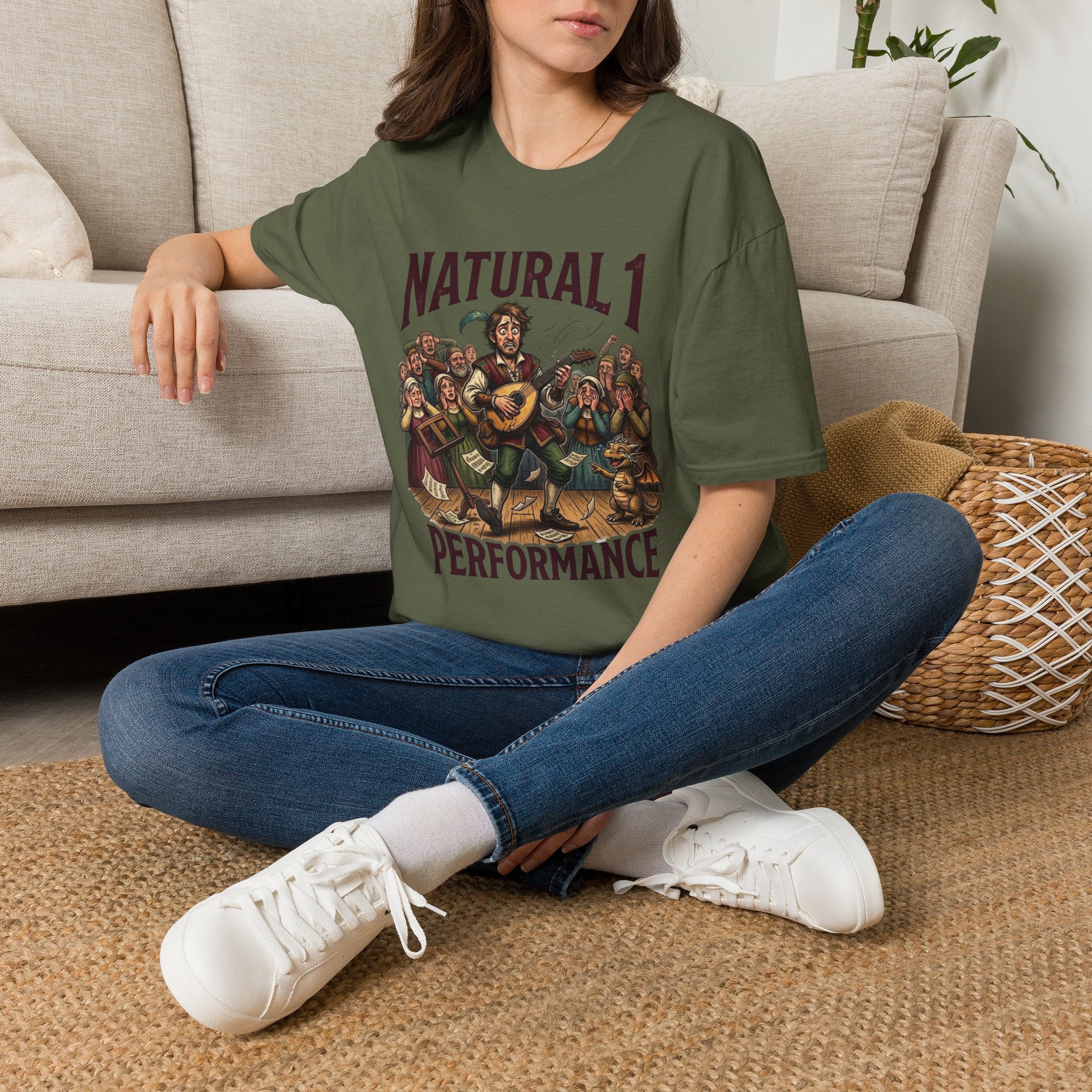Bard D&D Fantasy Illustration T-Shirt | Natural 1 Performance Poster Tee